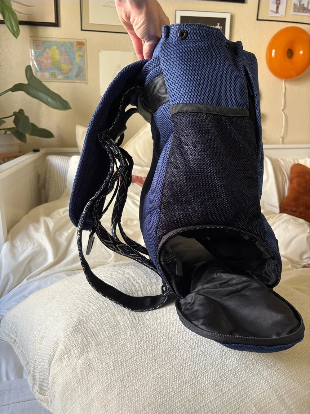 Women's Navy Mesh Backpack - Stylish Everyday Carry